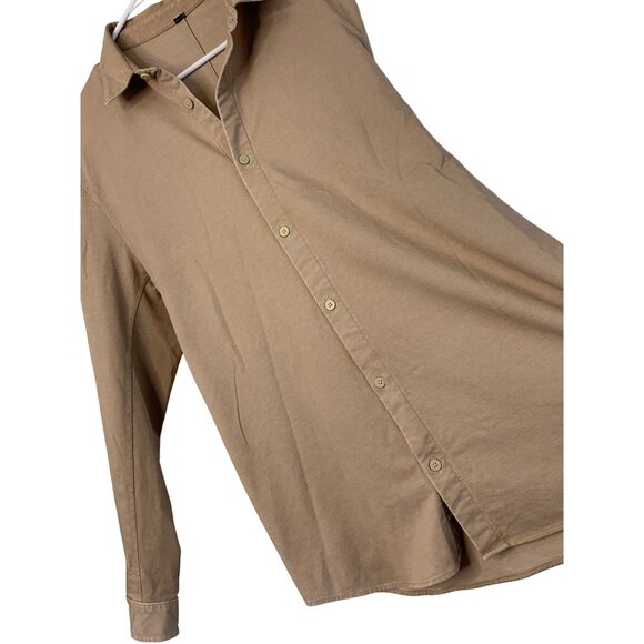 Mens Lululemon Beige Button-Up Long Sleeve Twill Stretch Shirt L/XL Nude 7328 - Picture 5 of 10